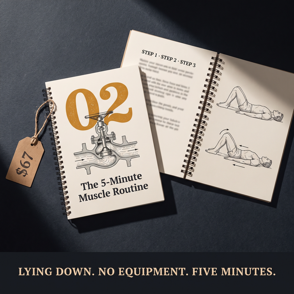 The 5-Minute Muscle Routine booklet open on its step-by-step pages